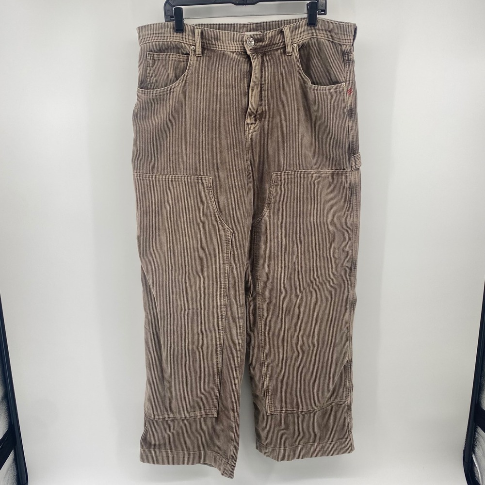 BDG Carpenter Pants Mens 36x29 Brown Corduroy Utility Workwear Wide Leg Straight